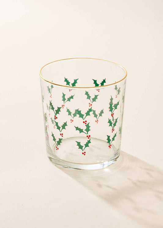 Holly Jolly 12.5 Ounce Glass Cup