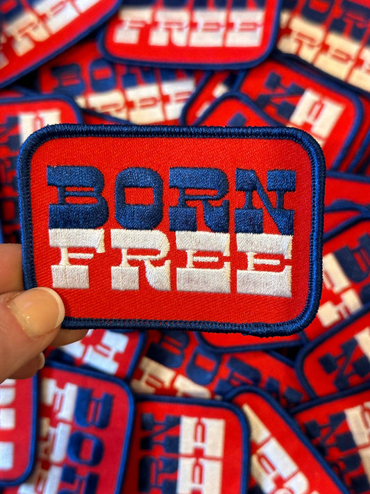 Born Free Iron on Patch, USA hat patch, trucker hat patch