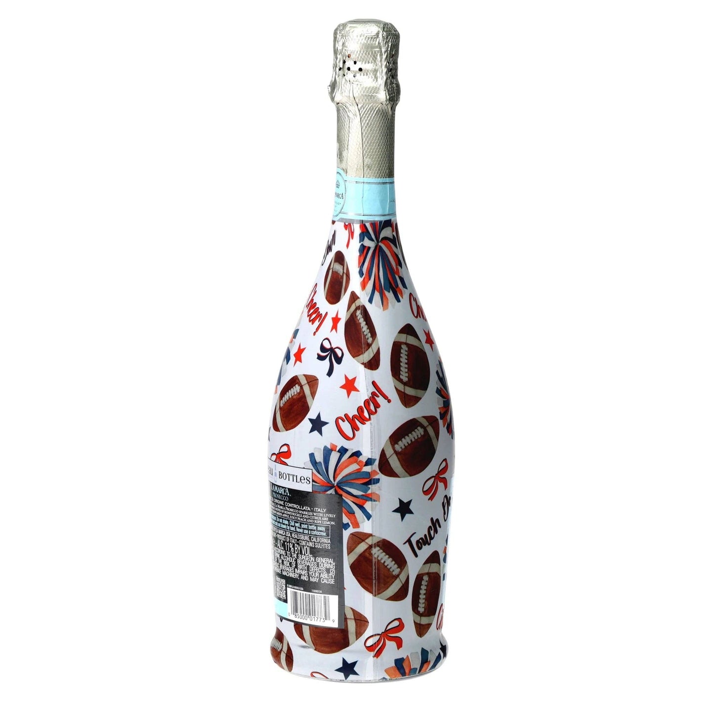 Navy & Orange Game Day Prosecco Bottle Wrap