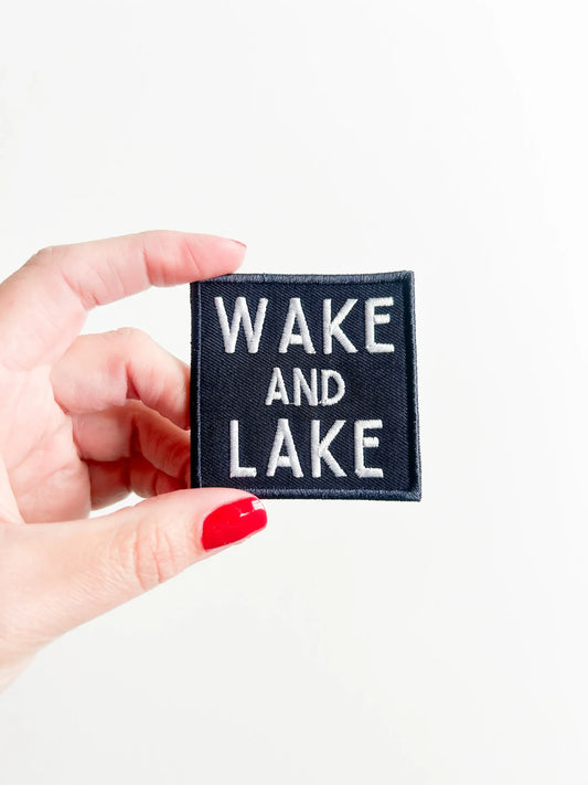 Wake and Lake Navy Blue Embroidered Iron On Patch