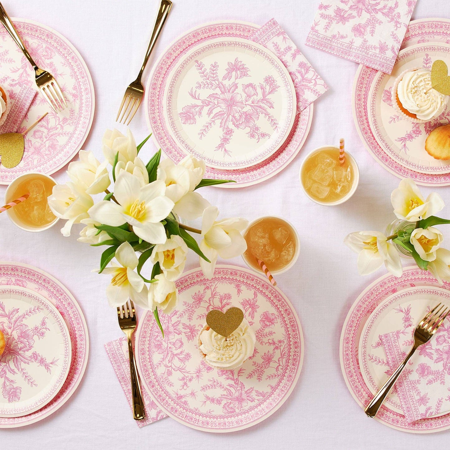 Pink Toile Large Plates (10 per pack)