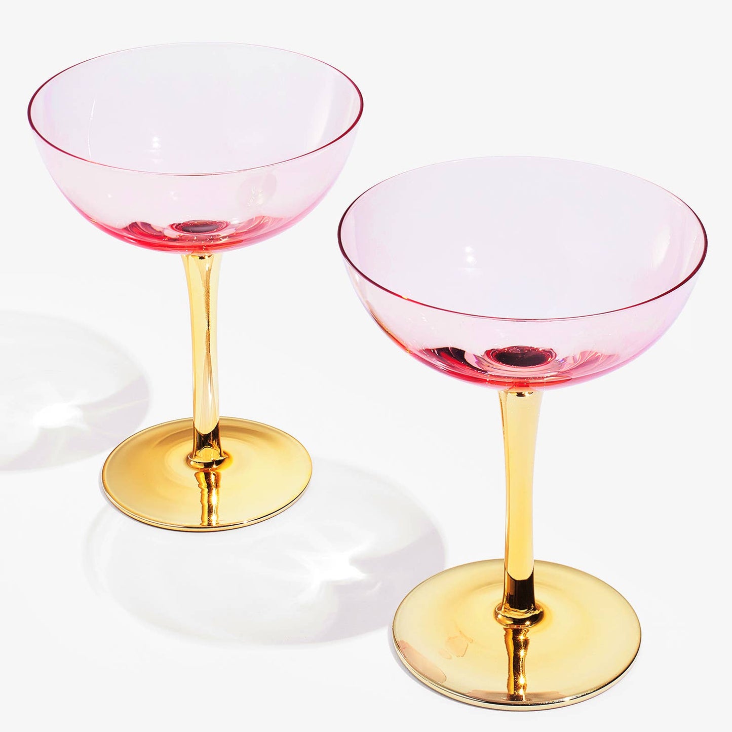 Colored Coupe Art Deco Glasses, Gold | Set of 2 | 12 oz