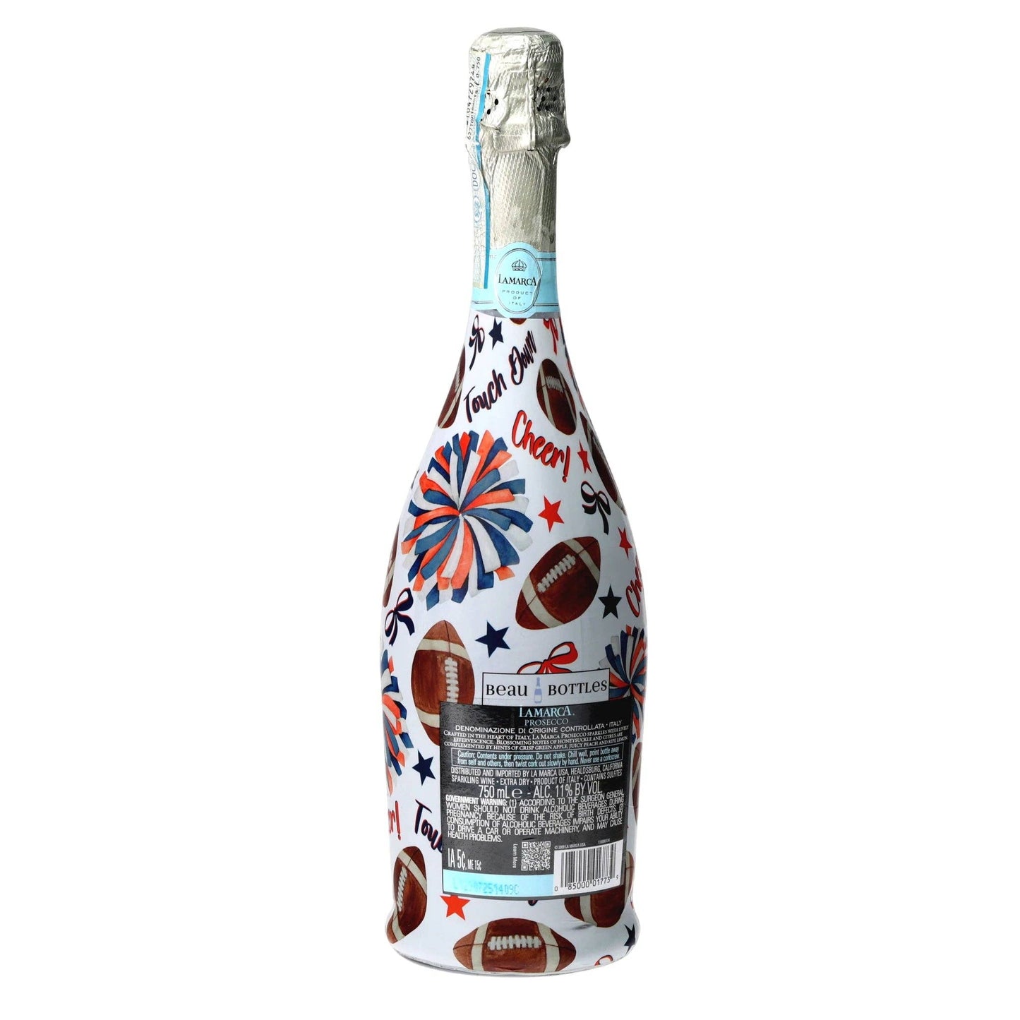 Navy & Orange Game Day Prosecco Bottle Wrap