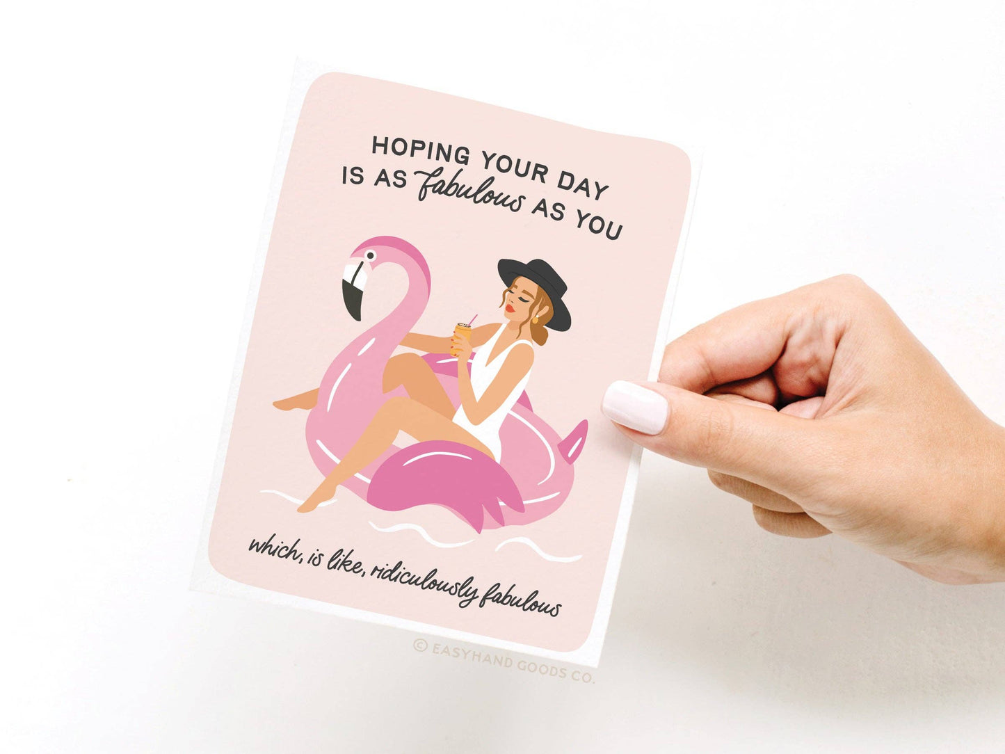 Fabulous Flamingo Floatie Greeting Card: Light