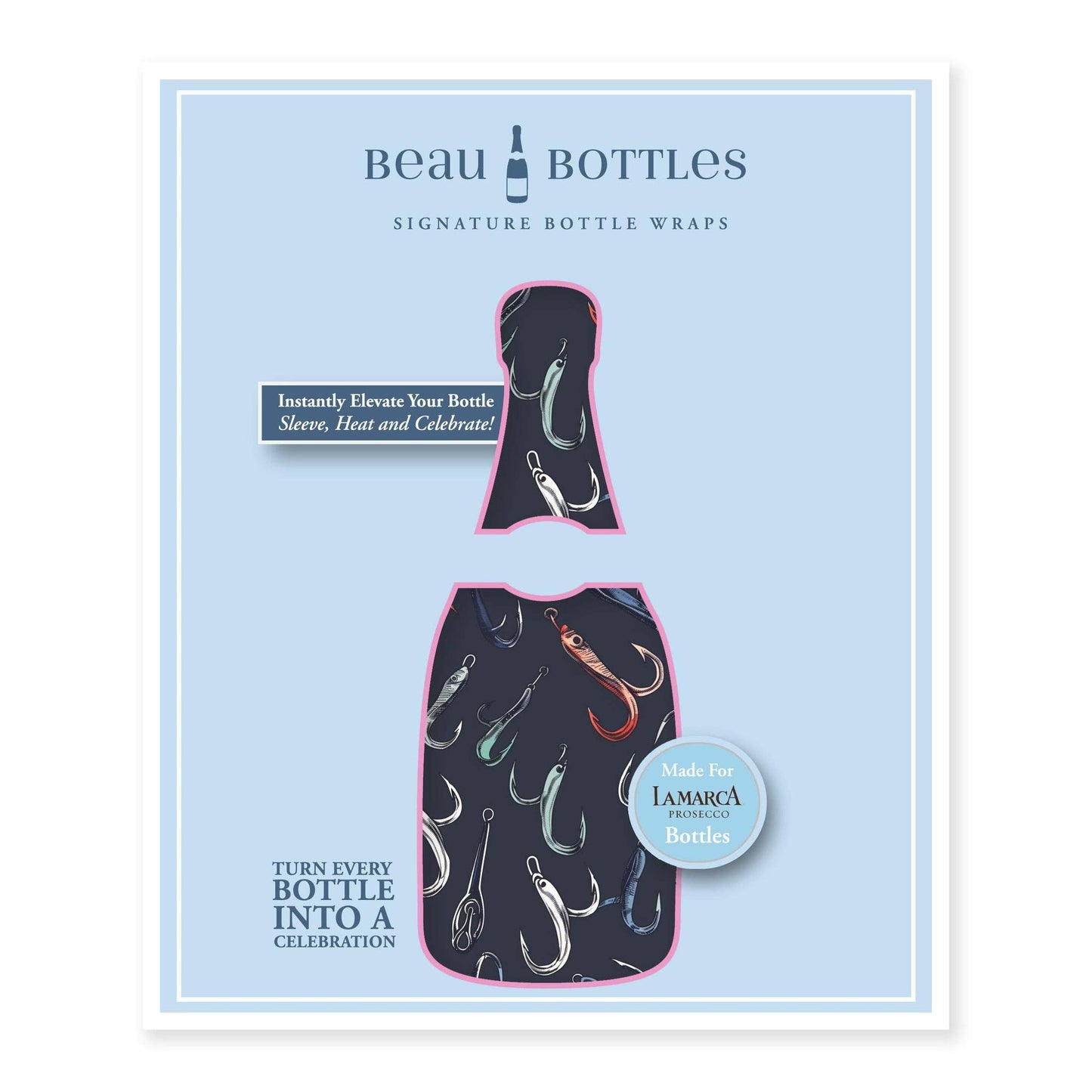 Fishing Hooks Prosecco Bottle Wrap