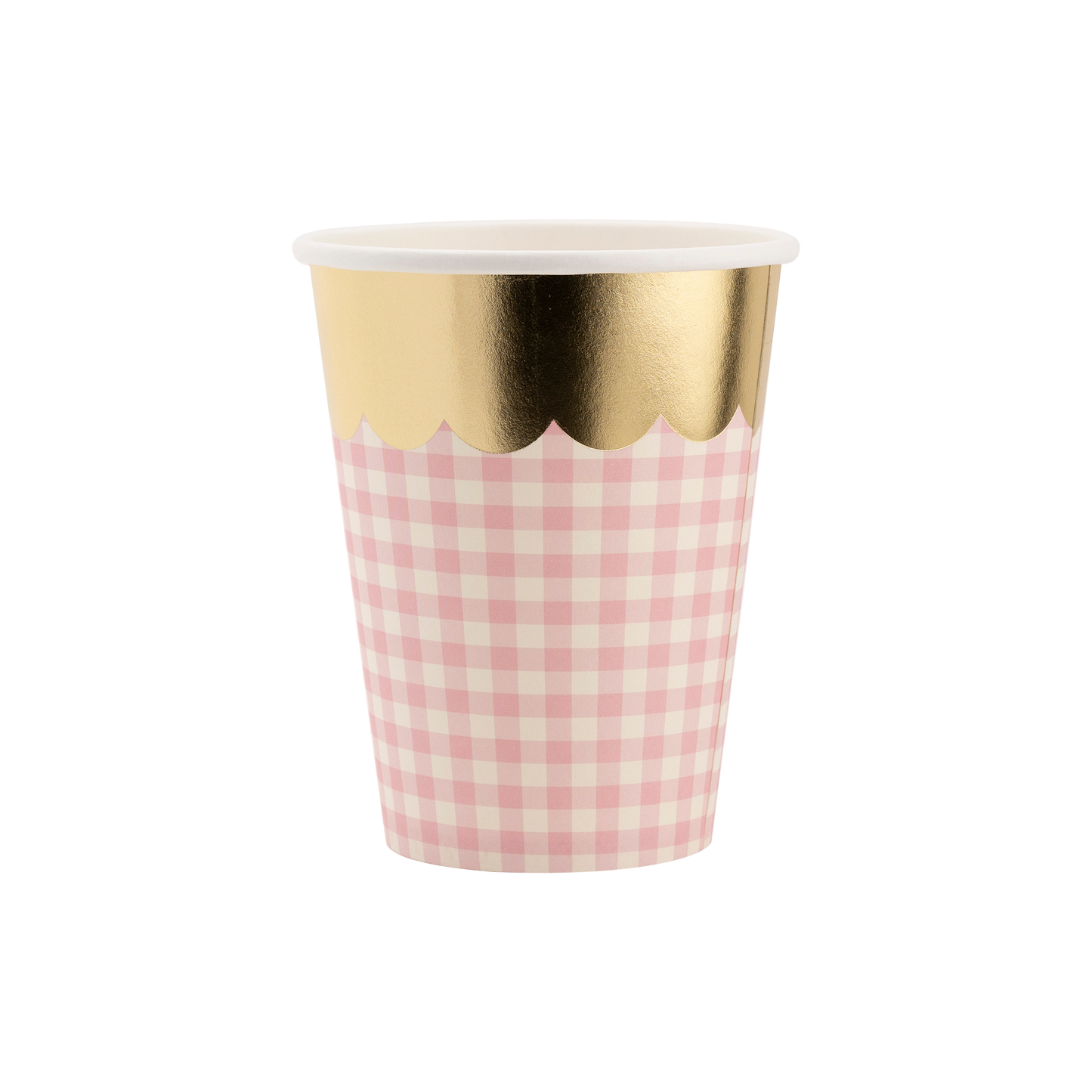 SPR1010 - Gingham Cups with Gold Scallop