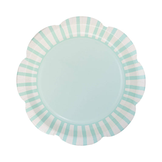 PAR1123 - Aqua Striped Scallops 9" Plate