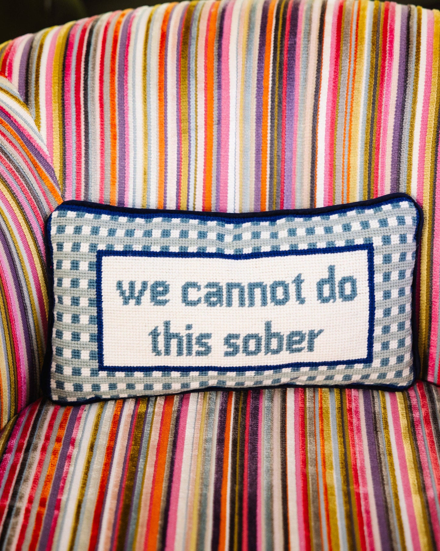 Sober Needlepoint Pillow