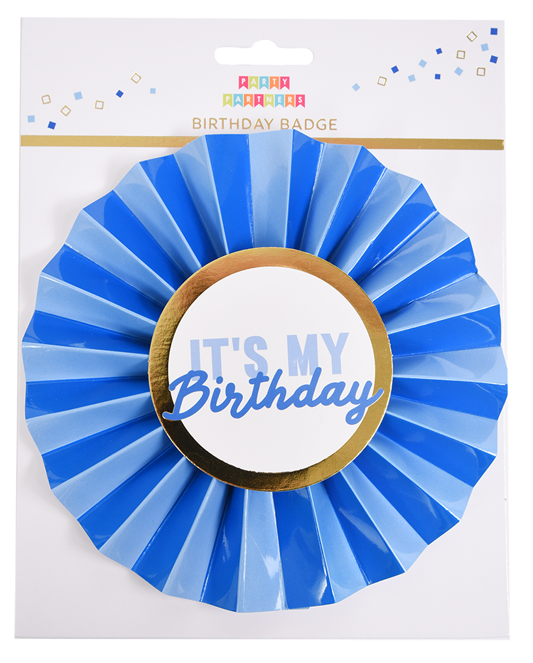 Blue It's My Birthday Paper Badge