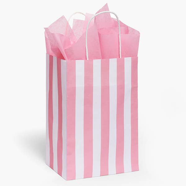 Pink Cabana Stripe Paper Gift Bag 8x4.75x10.5"