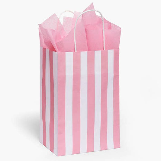Pink Cabana Stripe Paper Gift Bag 8x4.75x10.5"