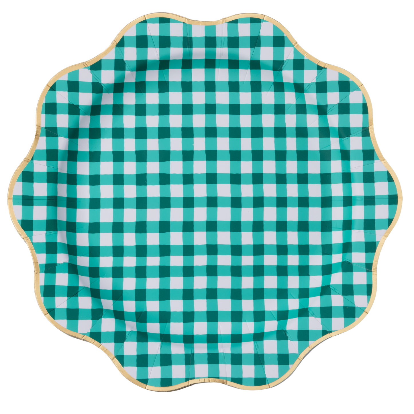 ELEGANT EMERALD GREEN GINGHAM DINNER PLATES