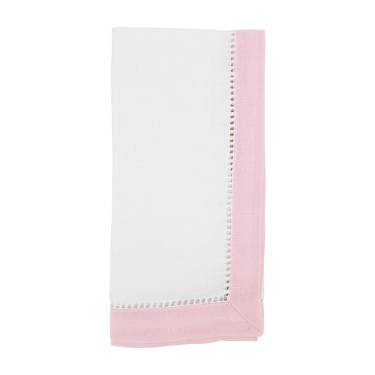 Timeless Two-Tone Hemstitch Napkin (Set of 12): Pink / 20"