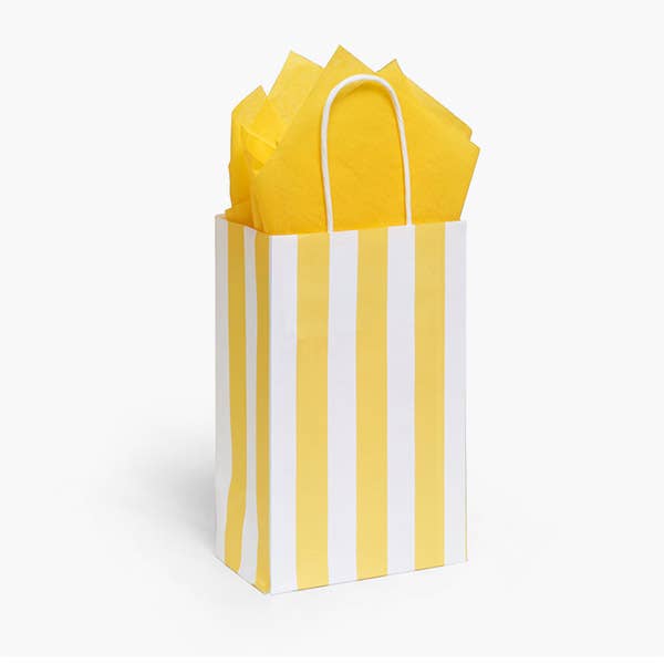 Yellow Cabana Stripe Paper Gift Bag 5.25x3.25x8.5"