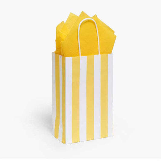 Yellow Cabana Stripe Paper Gift Bag 5.25x3.25x8.5"