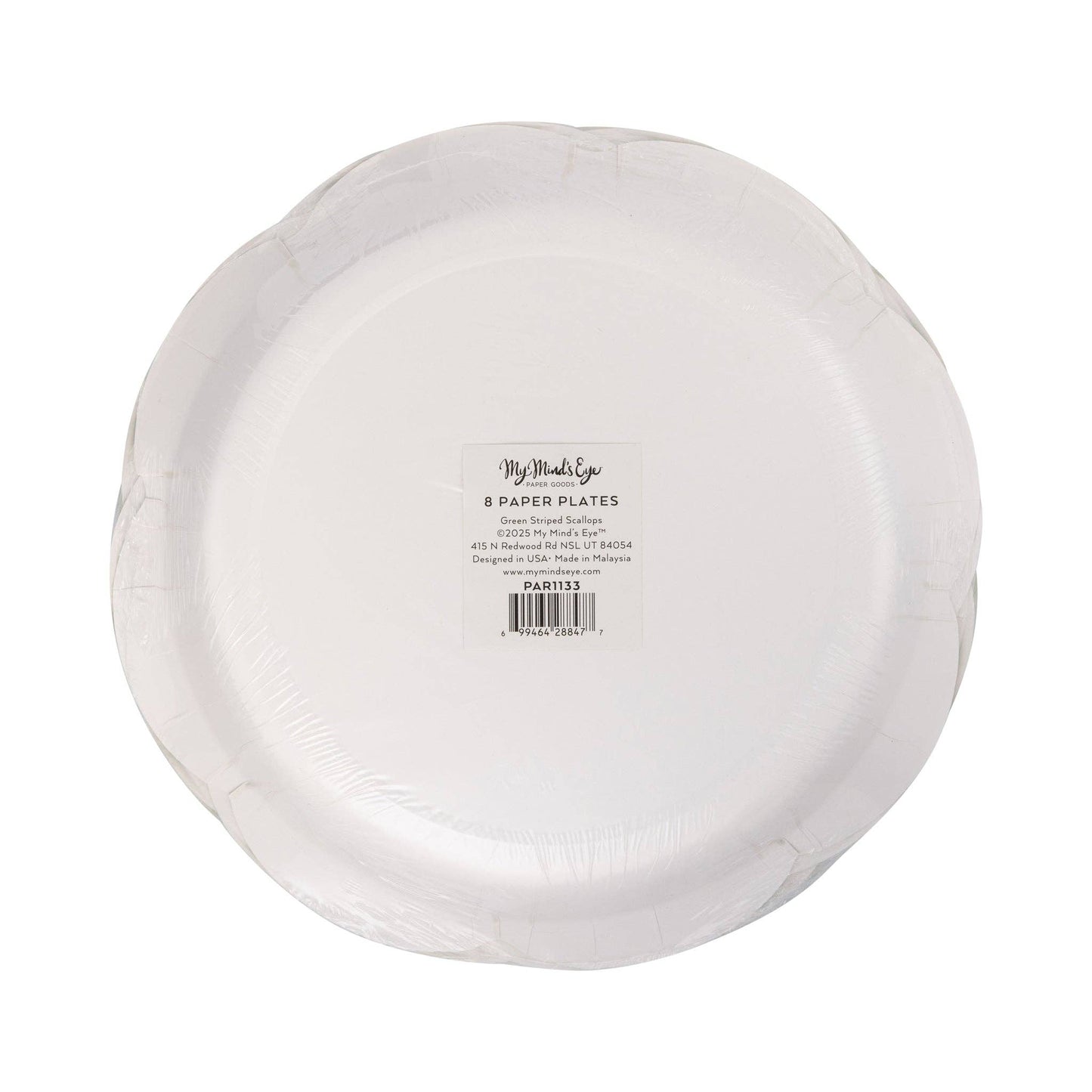 PAR1133 - Green Striped Scallops 9" Plate