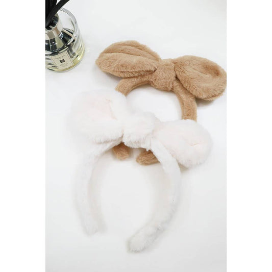 Soft Fur Bow Spa Headband: MIX COLOR / ONE