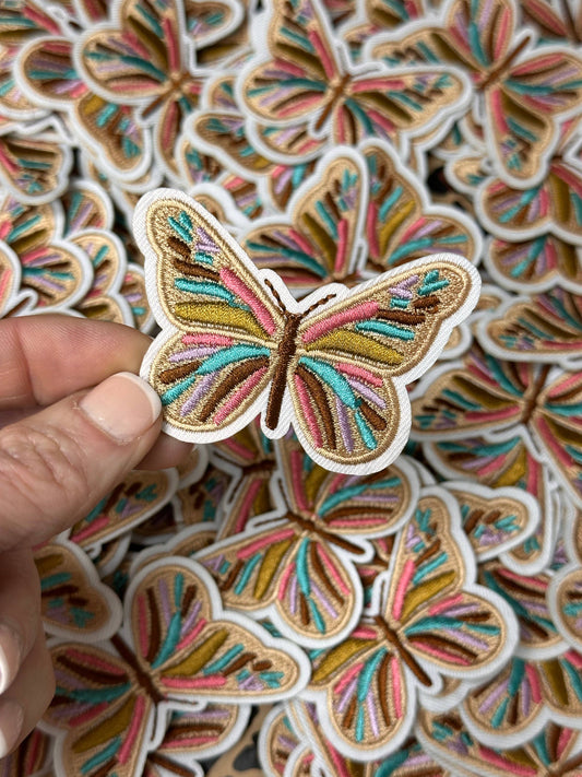 Colorful Pastel Butterfly, Cute Girly Pastel hat patch