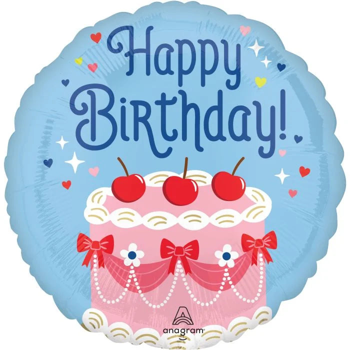 17 Inch Happy Birthday Cherries On Top Foil Balloon