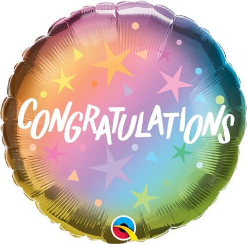 18 Inch Congratulations Rainbow Ombre Foil Balloon