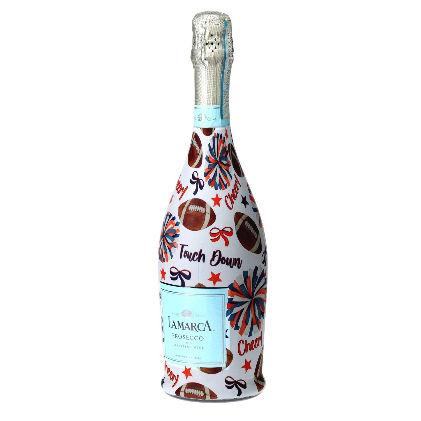 Navy & Orange Game Day Prosecco Bottle Wrap