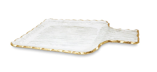 Glass Square Tray With Gold Border: Small