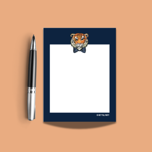 Tiger Wearing a Blue Bow Tie Notepad