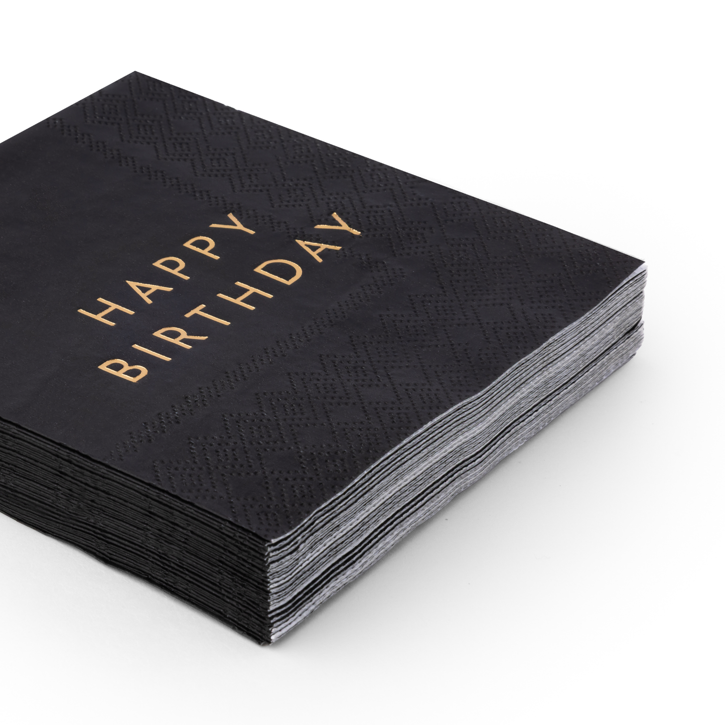 BLACK NOIR HAPPY BIRTHDAY COCKTAIL NAPKINS