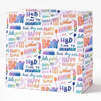 Happy Birthday Rainbow Script Gift Bag: Large