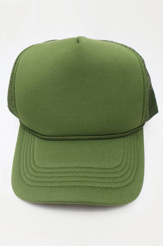 Classic Foam Trucker Hat Summer Mesh Rope Cap: OLIVE / ONE