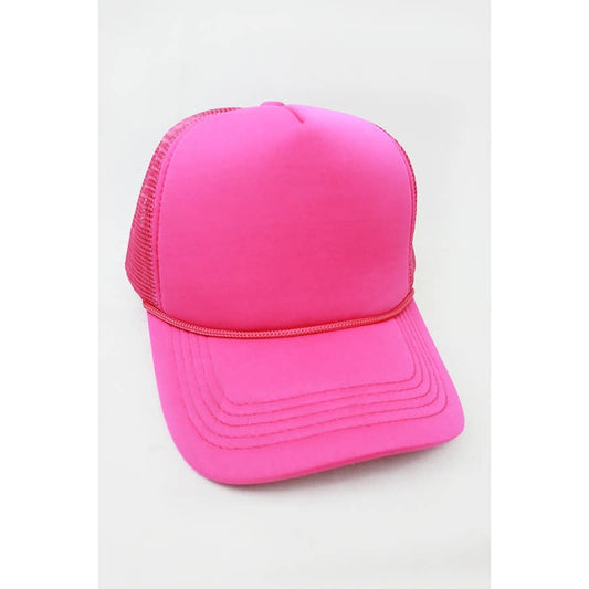 Classic Foam Trucker Hat Summer Mesh Rope Cap: HOT PINK / ONE