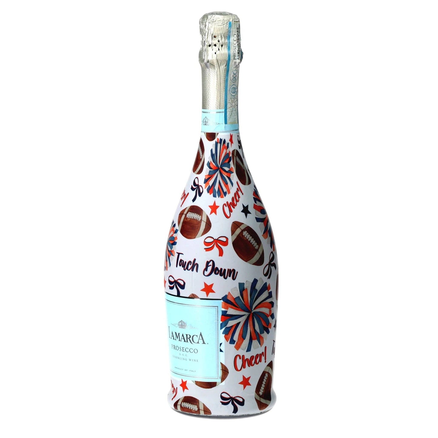 Navy & Orange Game Day Prosecco Bottle Wrap
