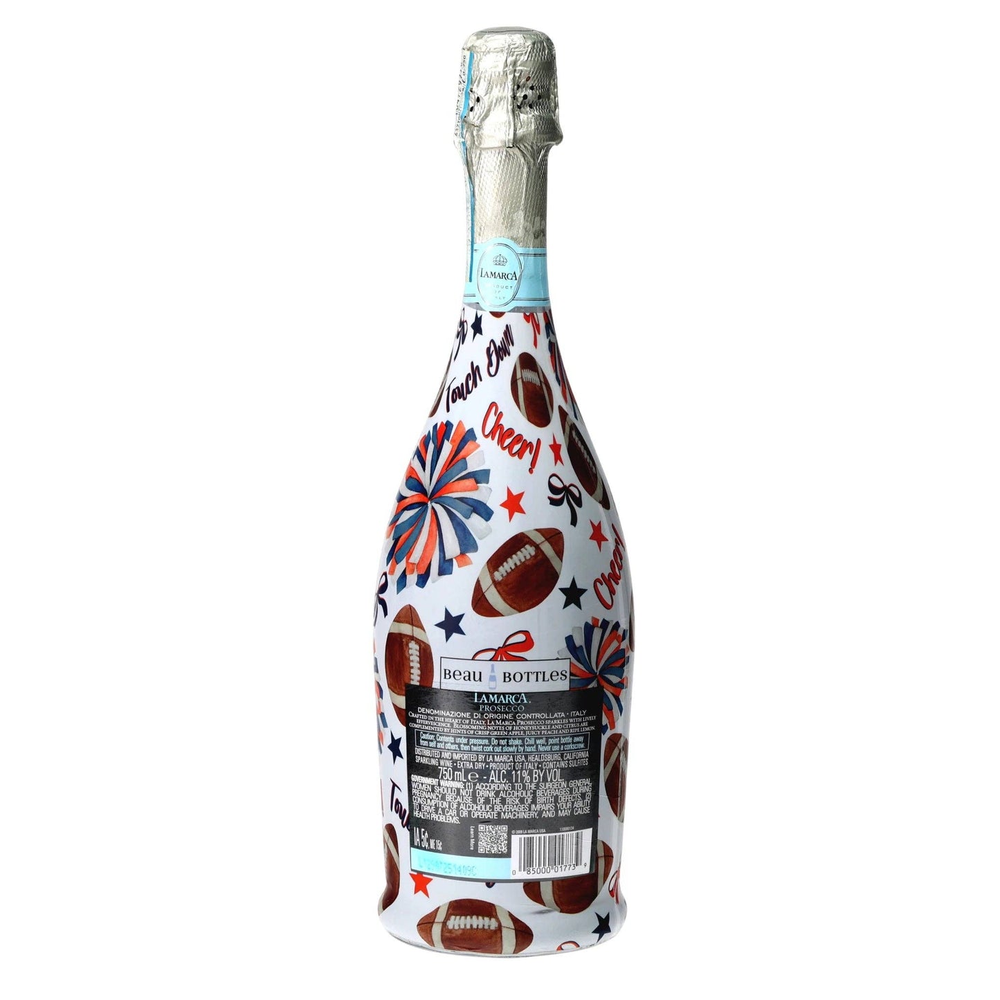Navy & Orange Game Day Prosecco Bottle Wrap