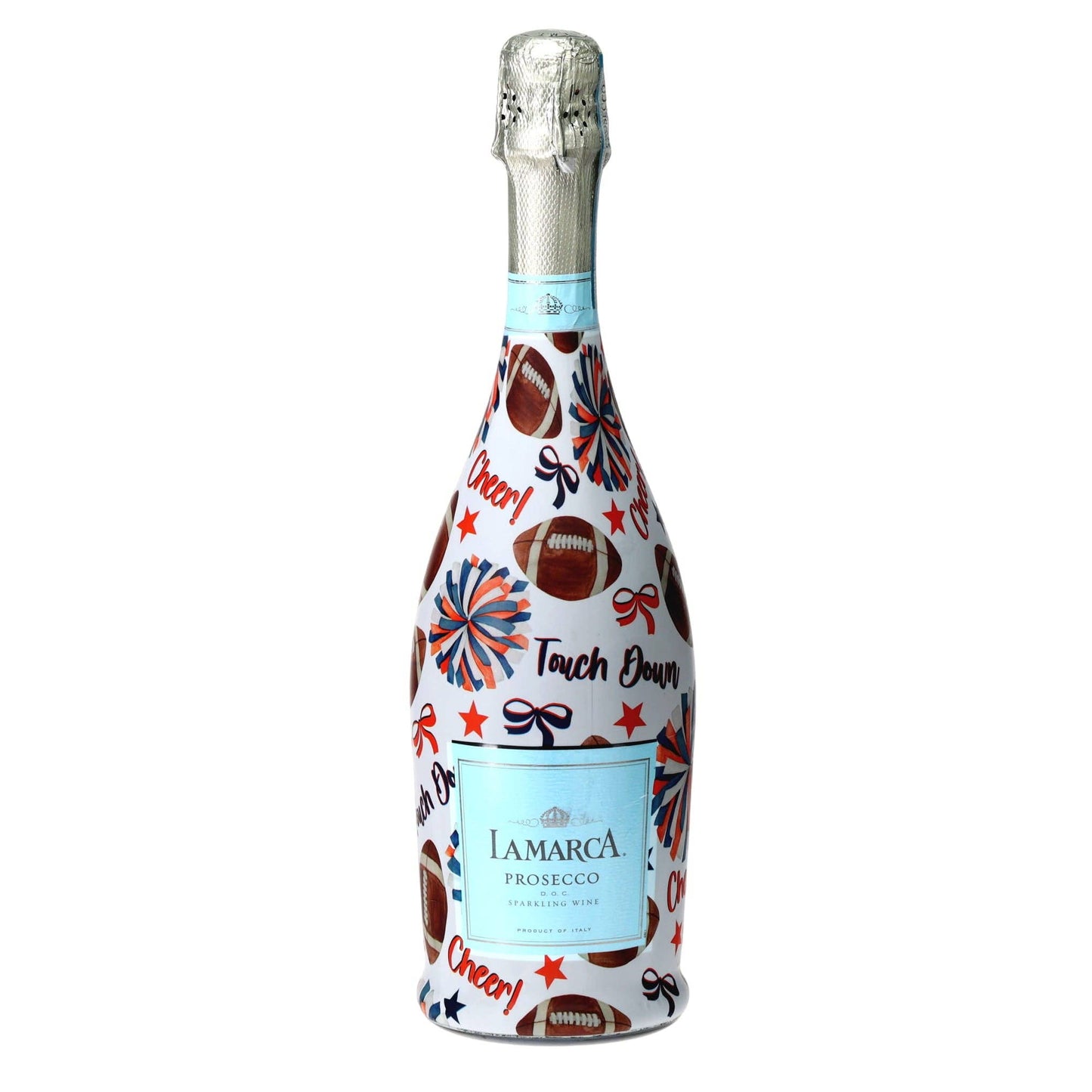 Navy & Orange Game Day Prosecco Bottle Wrap