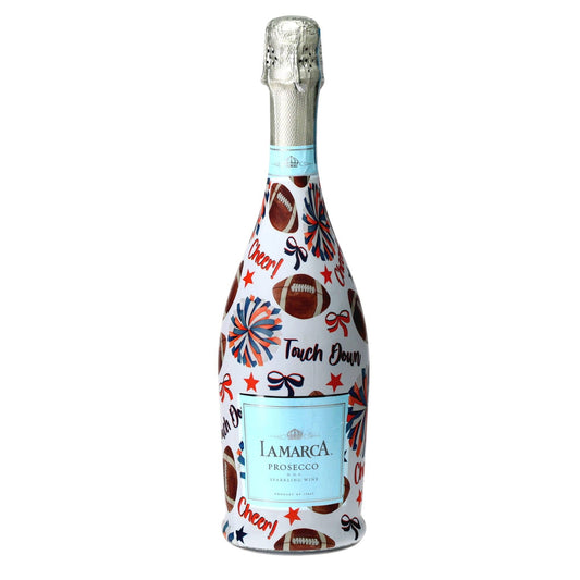 Navy & Orange Game Day Prosecco Bottle Wrap