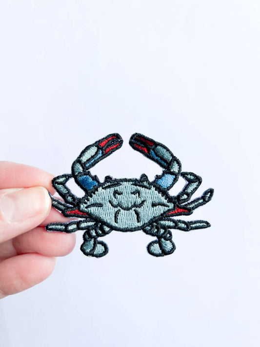 Blue Crab Iron On Sew On Embroidered Patch