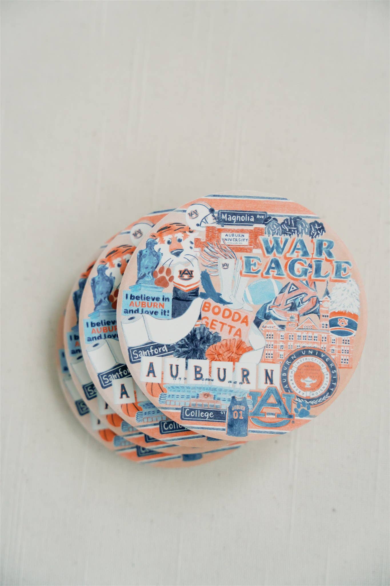 Ceramic Auburn University Coaster Pack