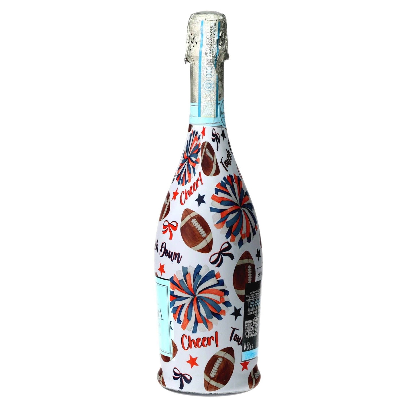 Navy & Orange Game Day Prosecco Bottle Wrap