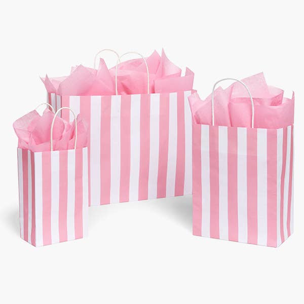 Pink Cabana Stripe Paper Gift Bag 8x4.75x10.5"