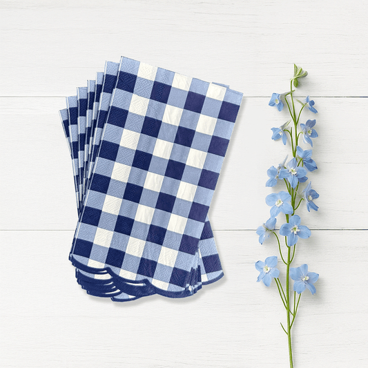 Navy Gingham Guest Towels (20 per pack)