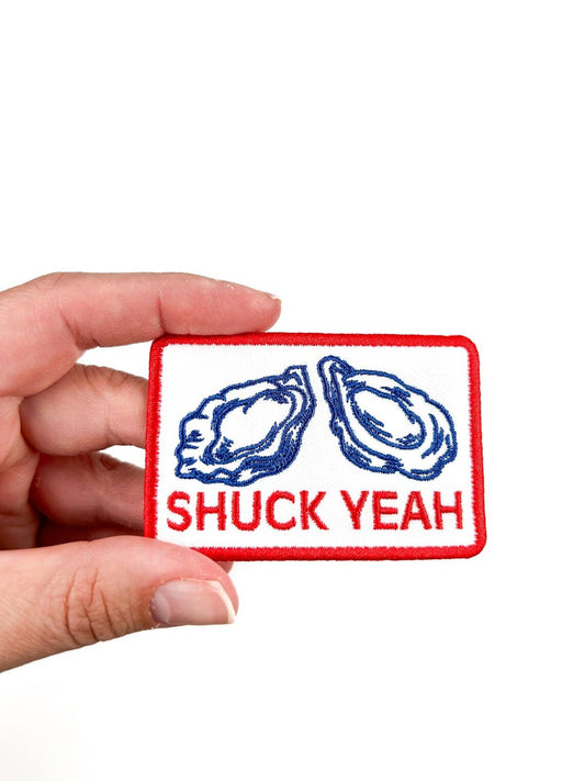 Shuck Yeah Embroidered Iron-on Sew-on Patch Oyster Beach