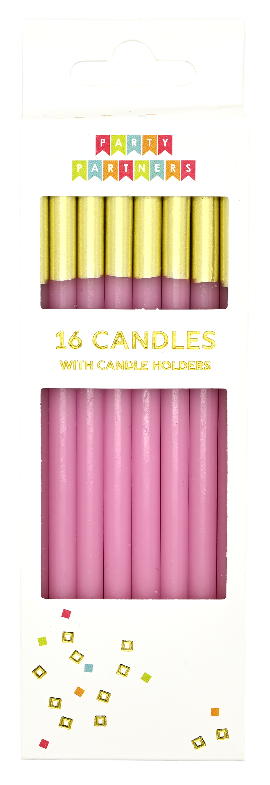 Candle Set - Top Pink Dipped 16CT