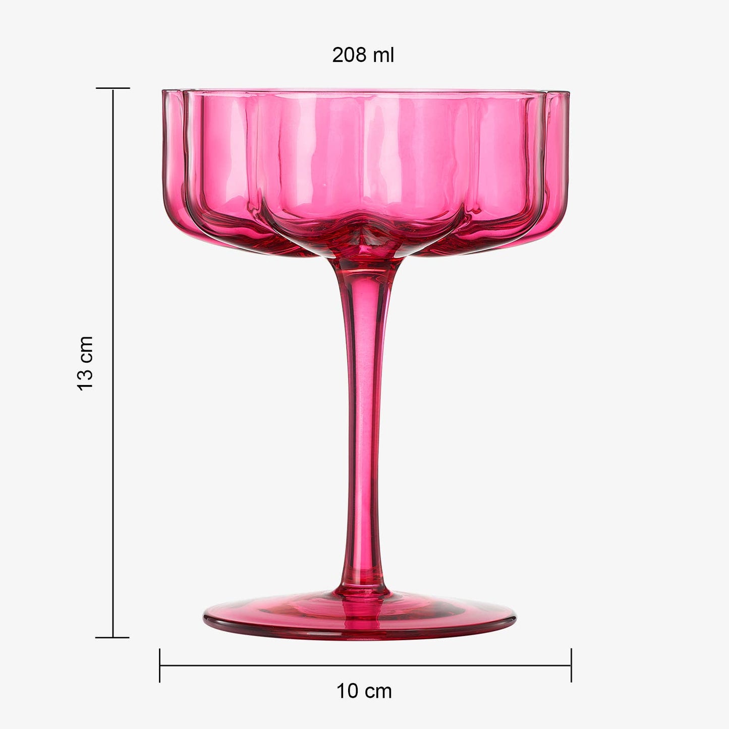 Flower Wave Pink Champagne Coupe Set of 2 | 7 OZ