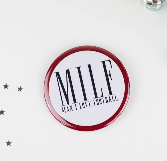Maroon Game Day  Buttons | Game Day Pins: MILF - Man I Love Football - Maroon