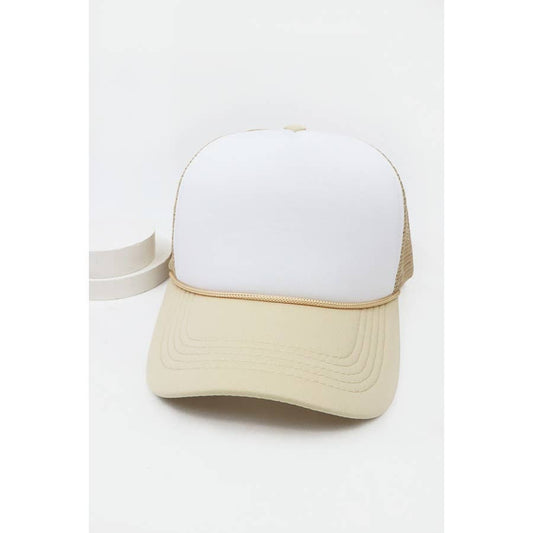 Classic Foam Solid Two Tone Trucker Hat: KHAKI / ONE