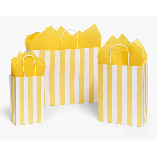 Yellow Cabana Stripe Paper Gift Bag 5.25x3.25x8.5"