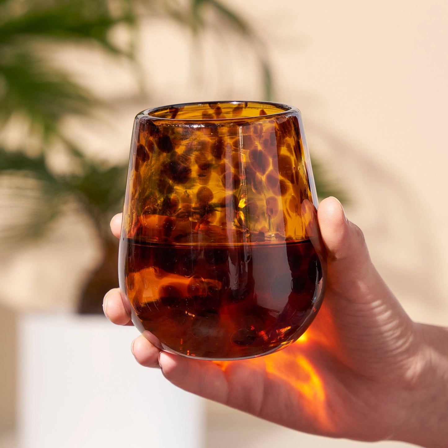 Tortuga Recycled Glass Stemless Wine Glasses - Set of 2: Brown / Recycled Glassware