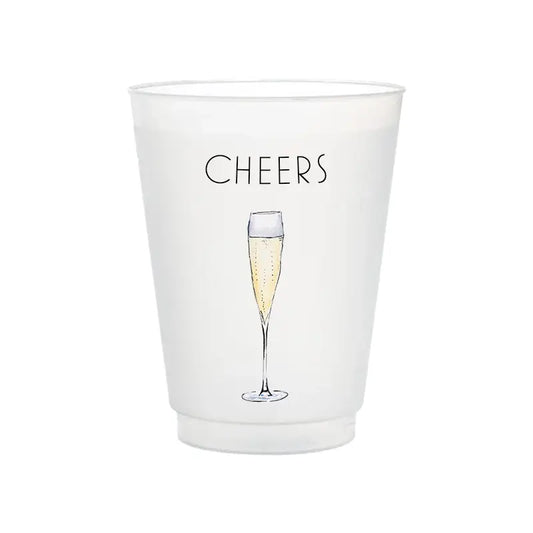 "Cheers" Champagne Flute Frosted Cups | Set of 6