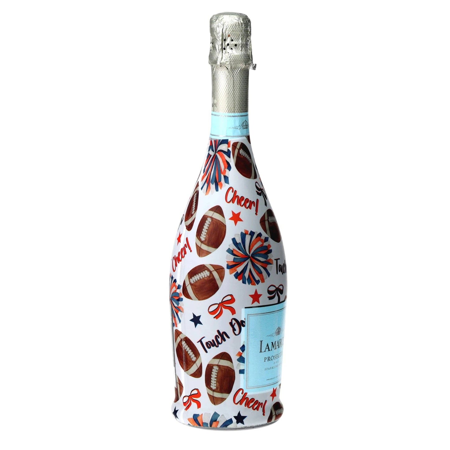 Navy & Orange Game Day Prosecco Bottle Wrap