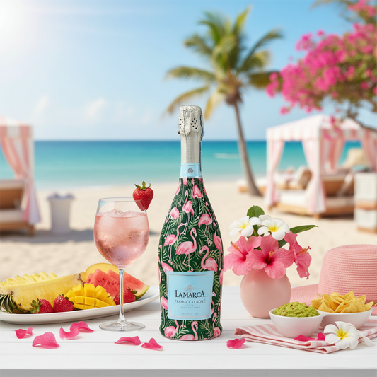 Palm Flamingo Club Prosecco Bottle Wrap